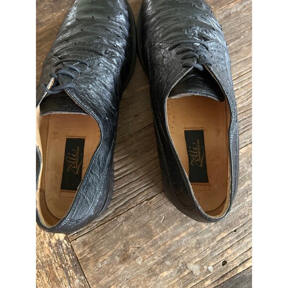 Zelli Made in Italy Ostrich Quill Oxford Casual Dress Shoes Size 8 M JL - Picture 5 of 8